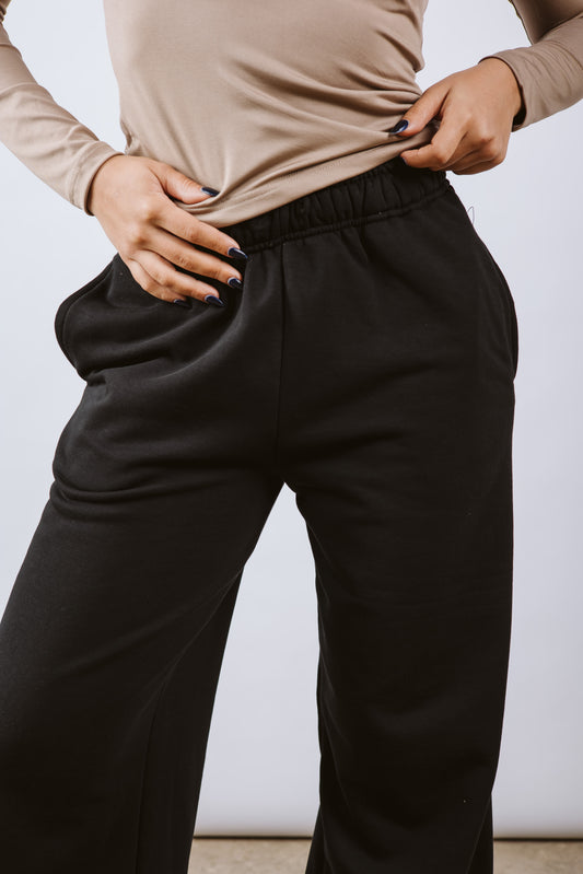 Straight-leg sweat Pants Black