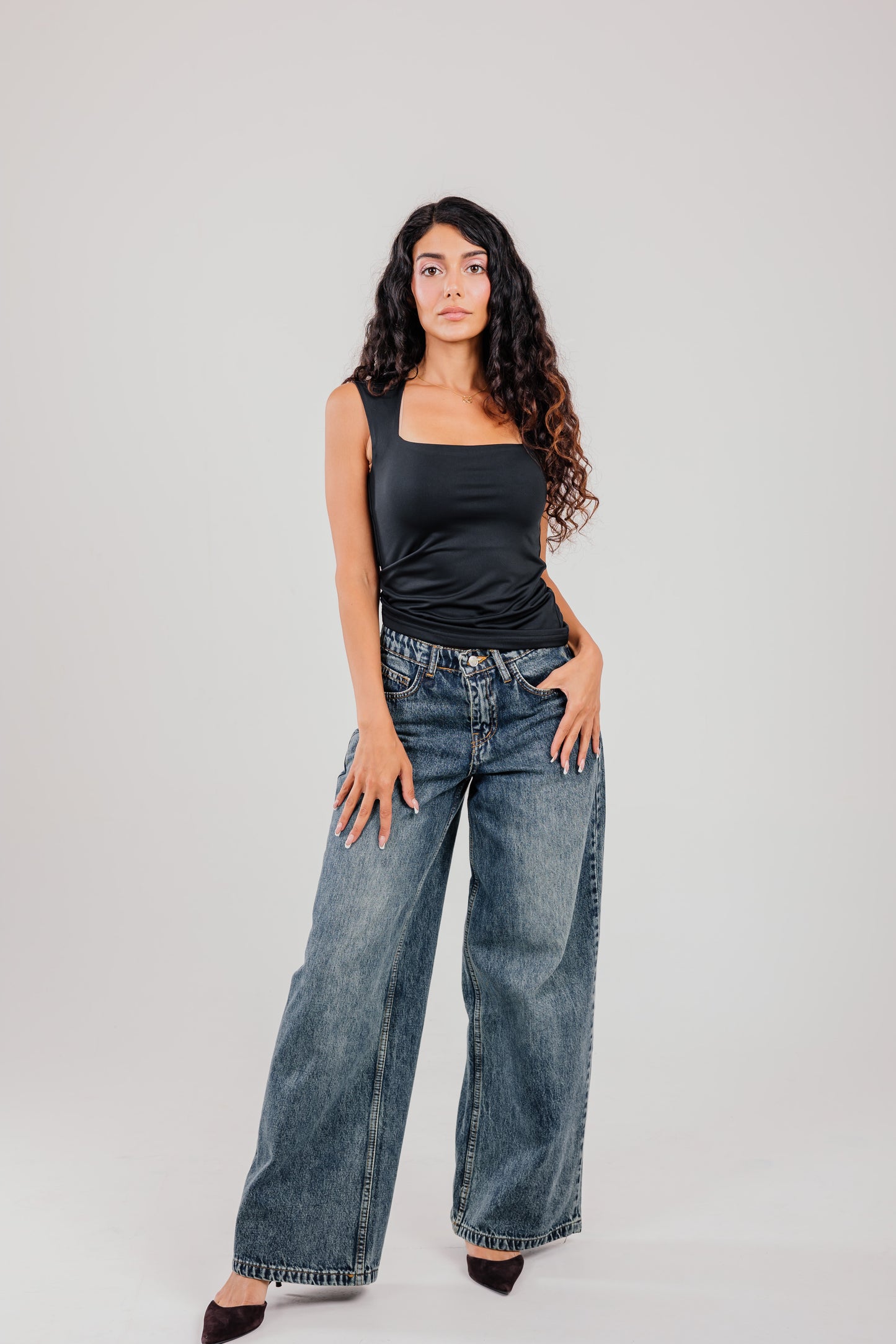 Wide-Leg Denim Dirty Washed