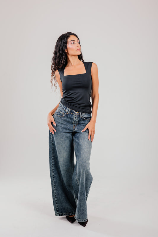 Wide-Leg Denim Dirty Washed