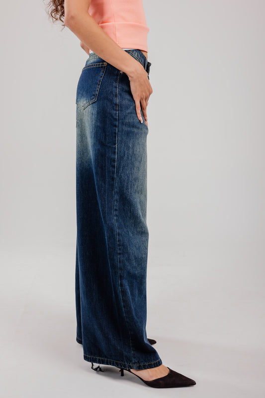 Wide-Leg Denim Navy