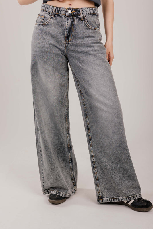 Wide-Leg Denim Grey