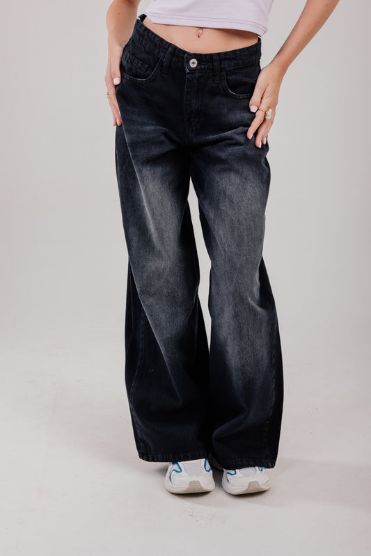 Wide-Leg Denim Black