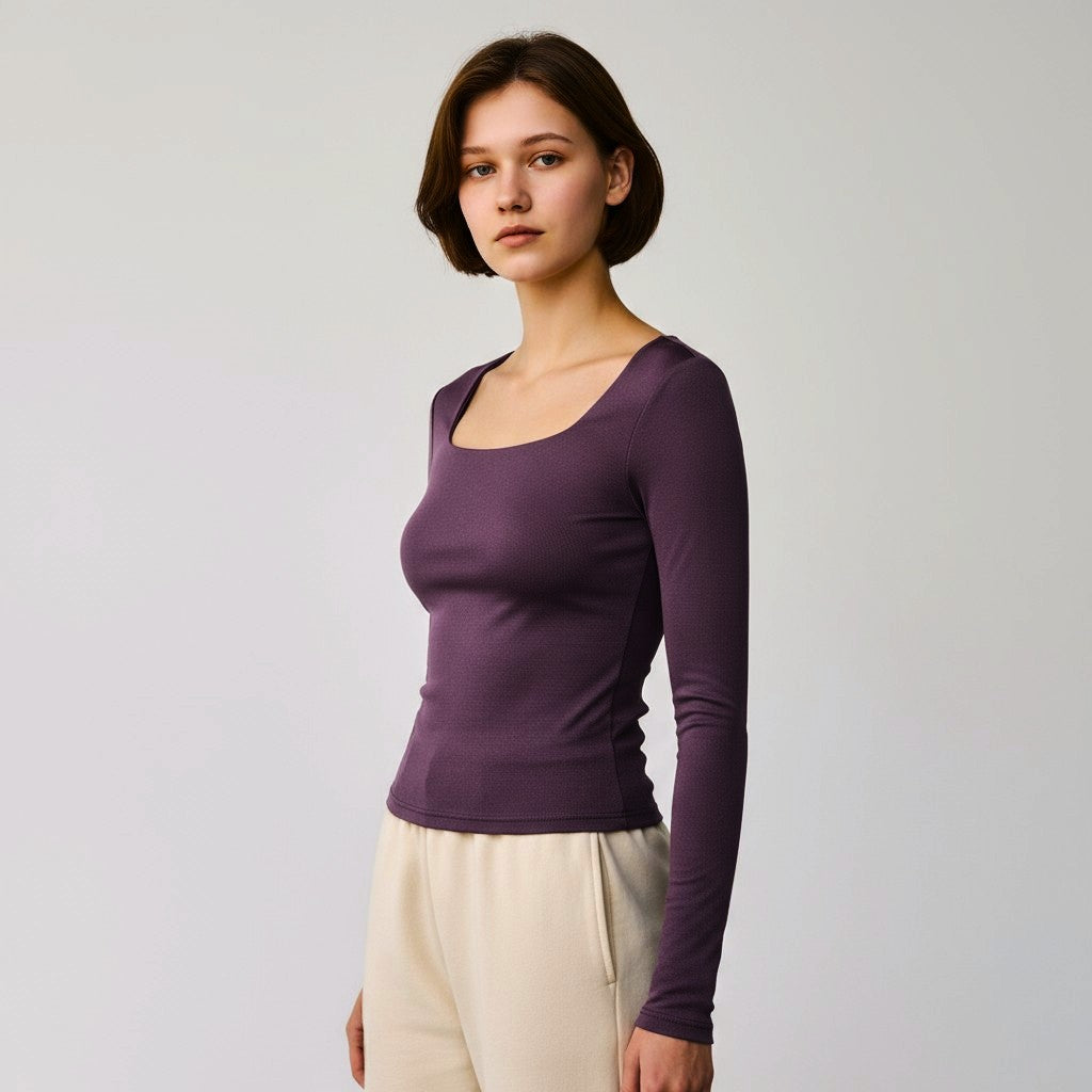 Square Neck Long Sleeve Top