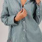 Poplin Olive Shirt White Stripe