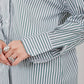 Poplin White Shirt Olive Stripe