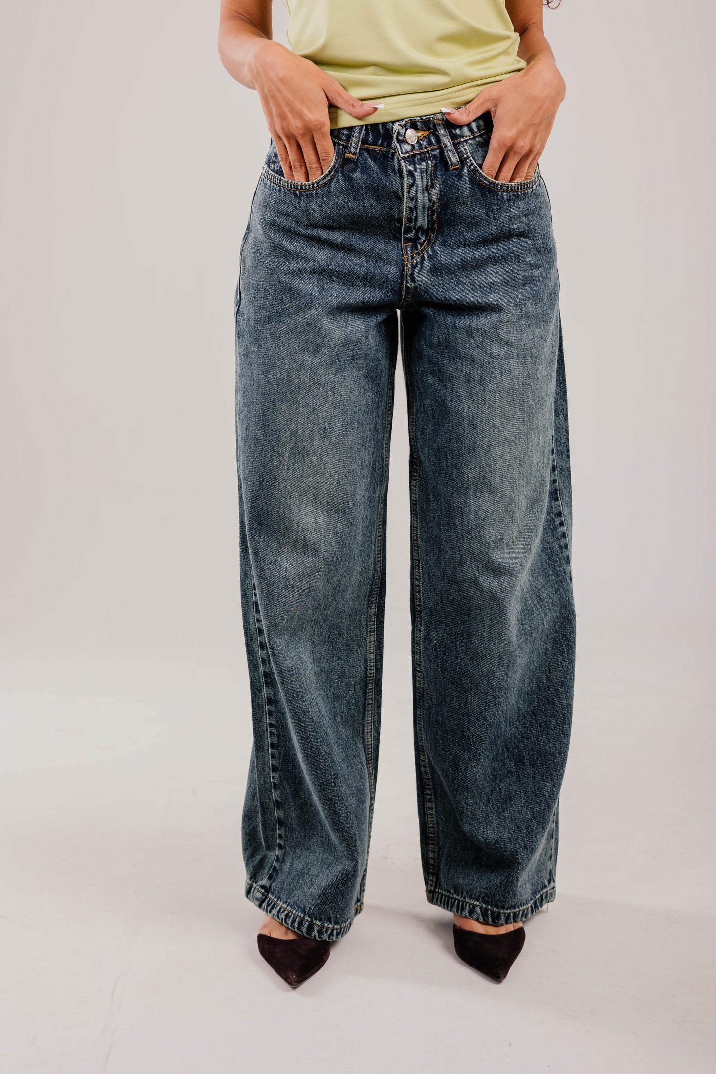 Wide-Leg Denim Dirty Washed