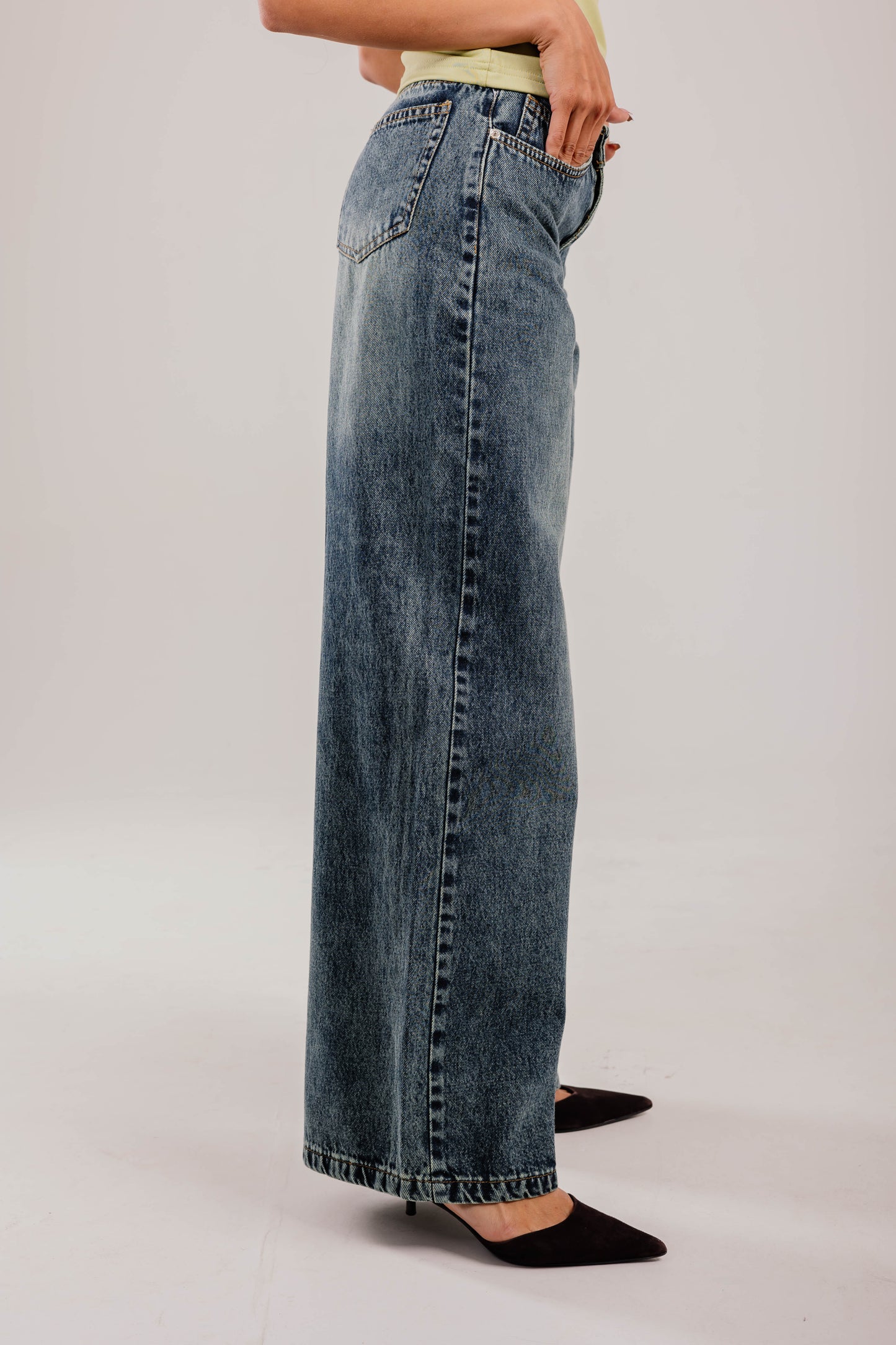 Wide-Leg Denim Dirty Washed