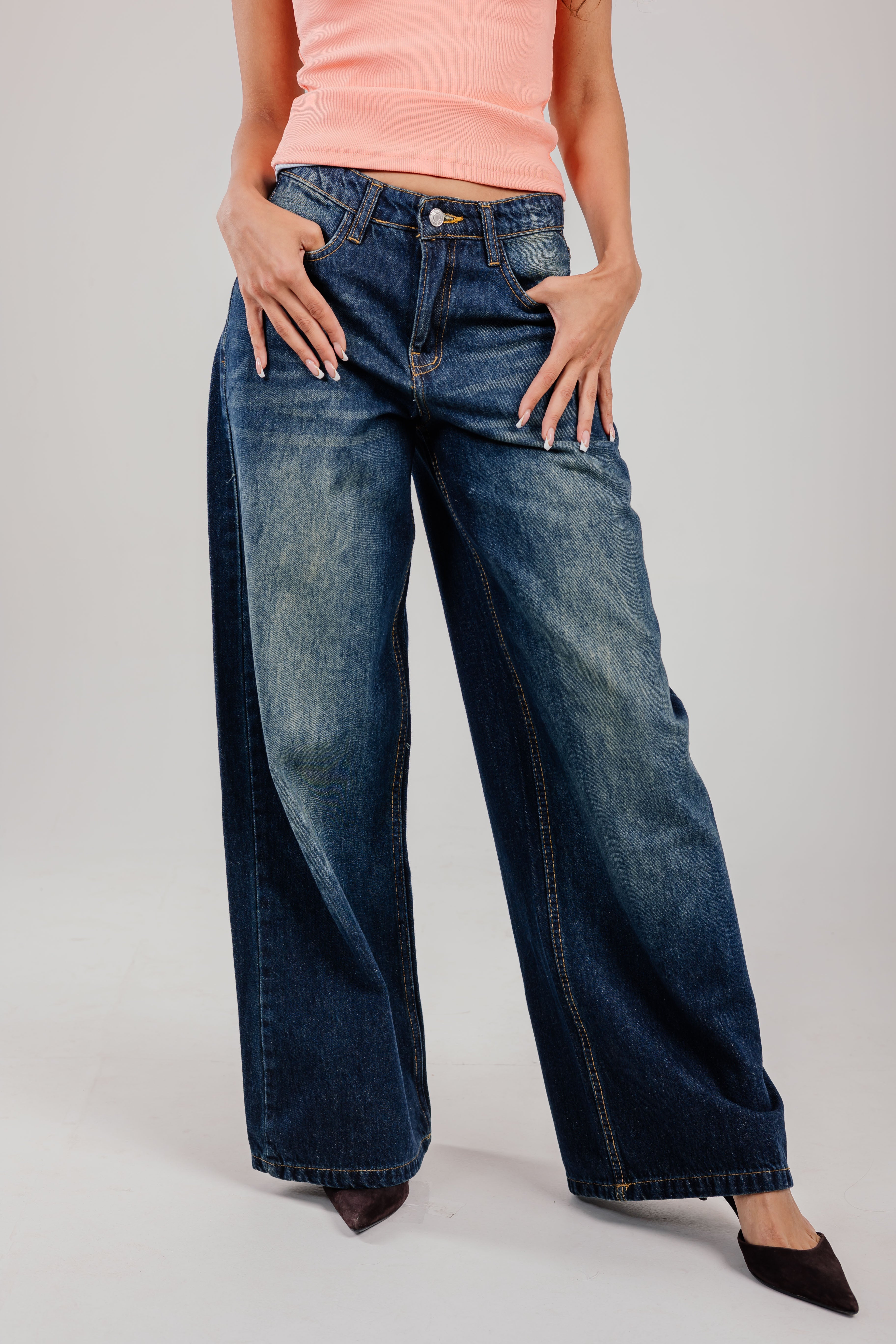 Wide-Leg Denim Navy