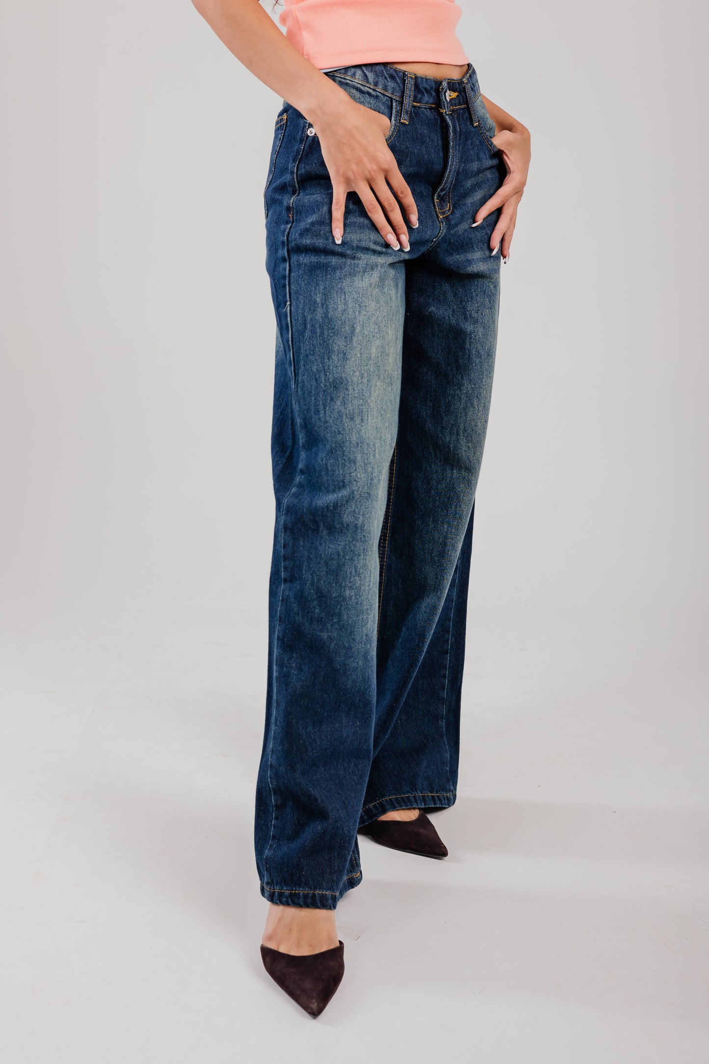Wide-Leg Denim Navy
