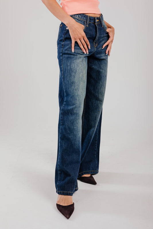 Wide-Leg Denim Navy