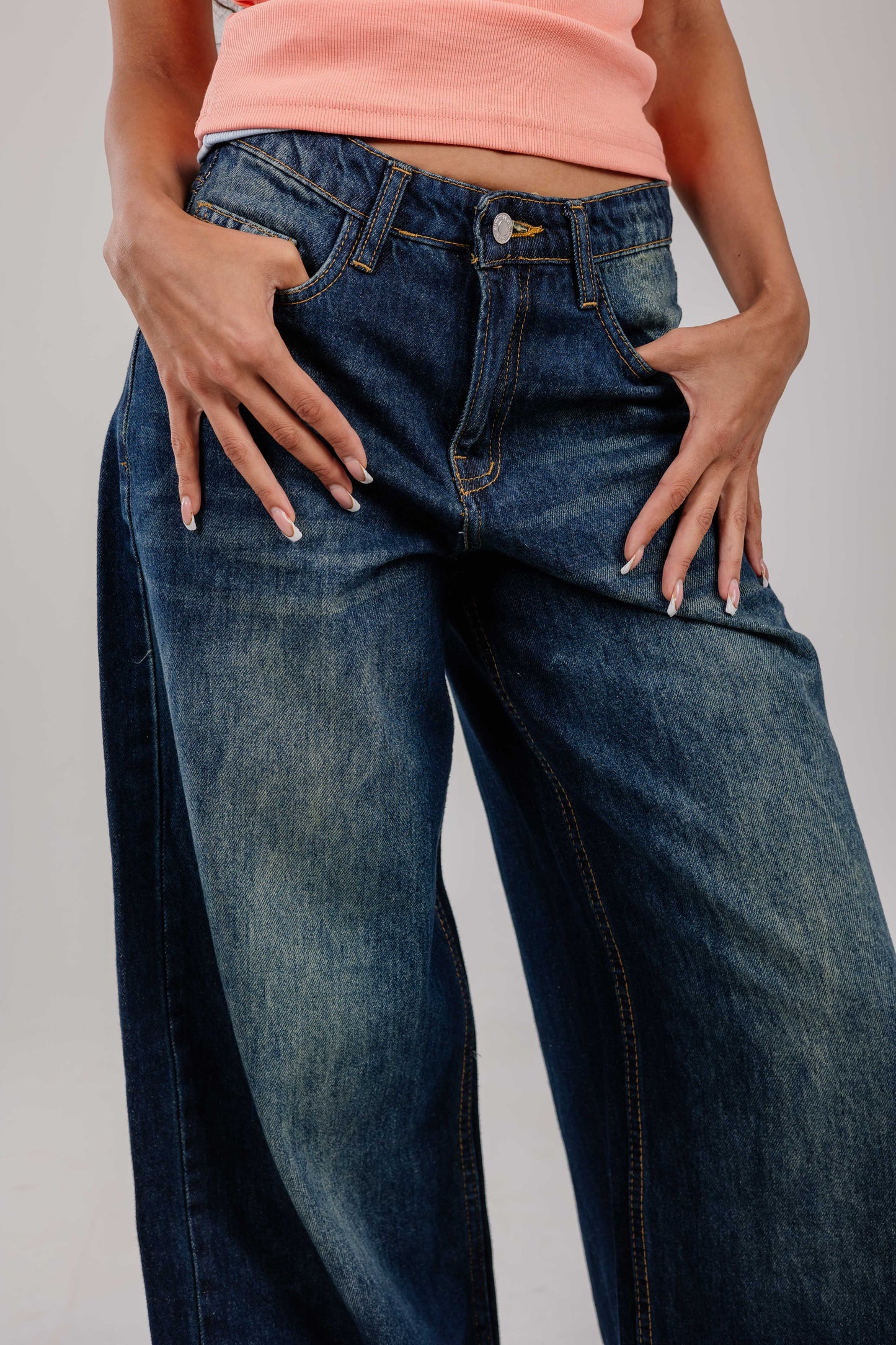 Wide-Leg Denim Navy