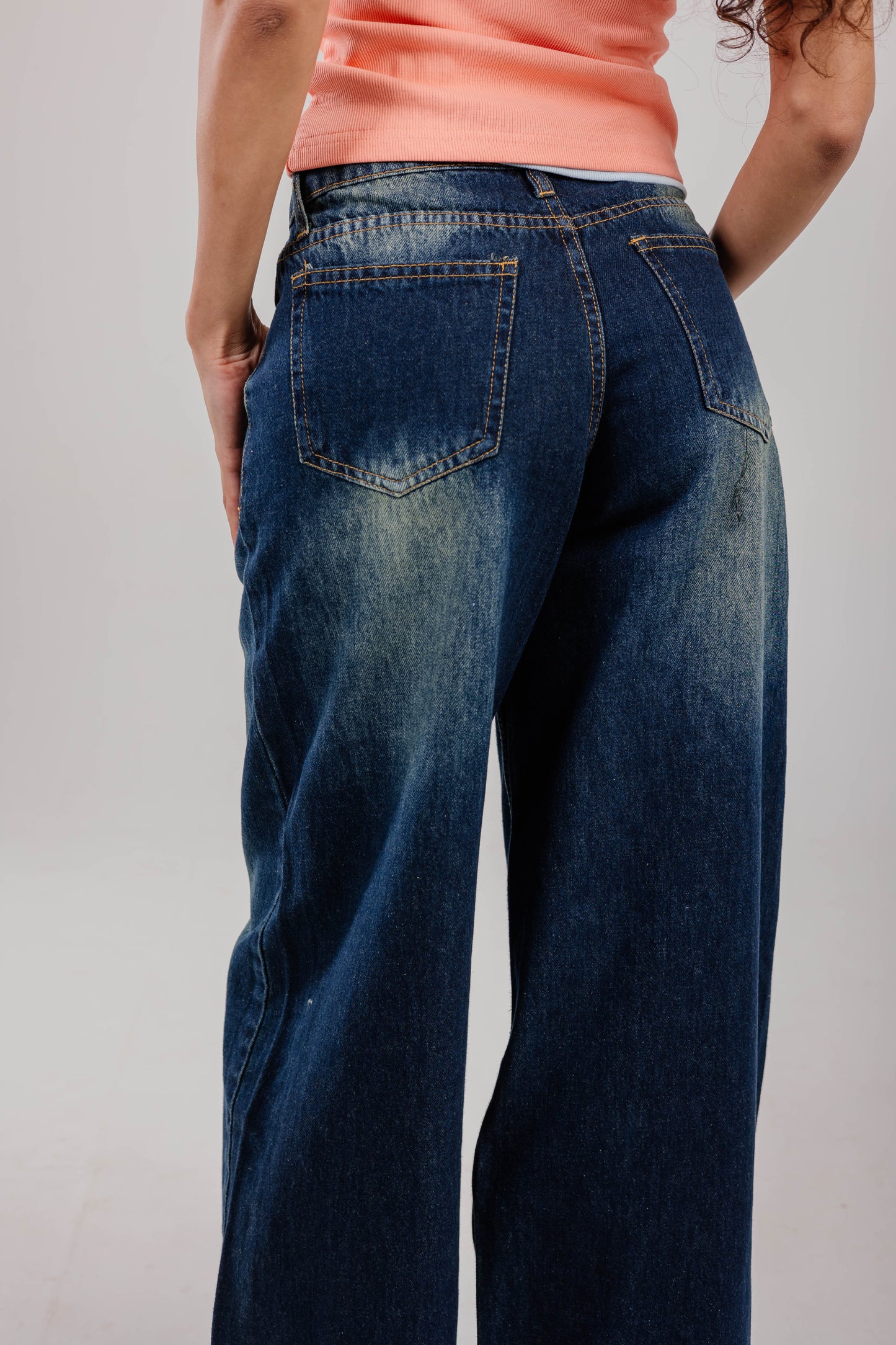 Wide-Leg Denim Navy
