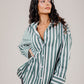 Poplin Shirt Olive Wide Stripe