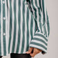 Poplin Shirt Olive Wide Stripe