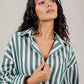 Poplin Shirt Olive Wide Stripe