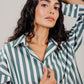 Poplin Shirt Olive Wide Stripe