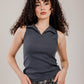 Ribbed Polo Sleeveless