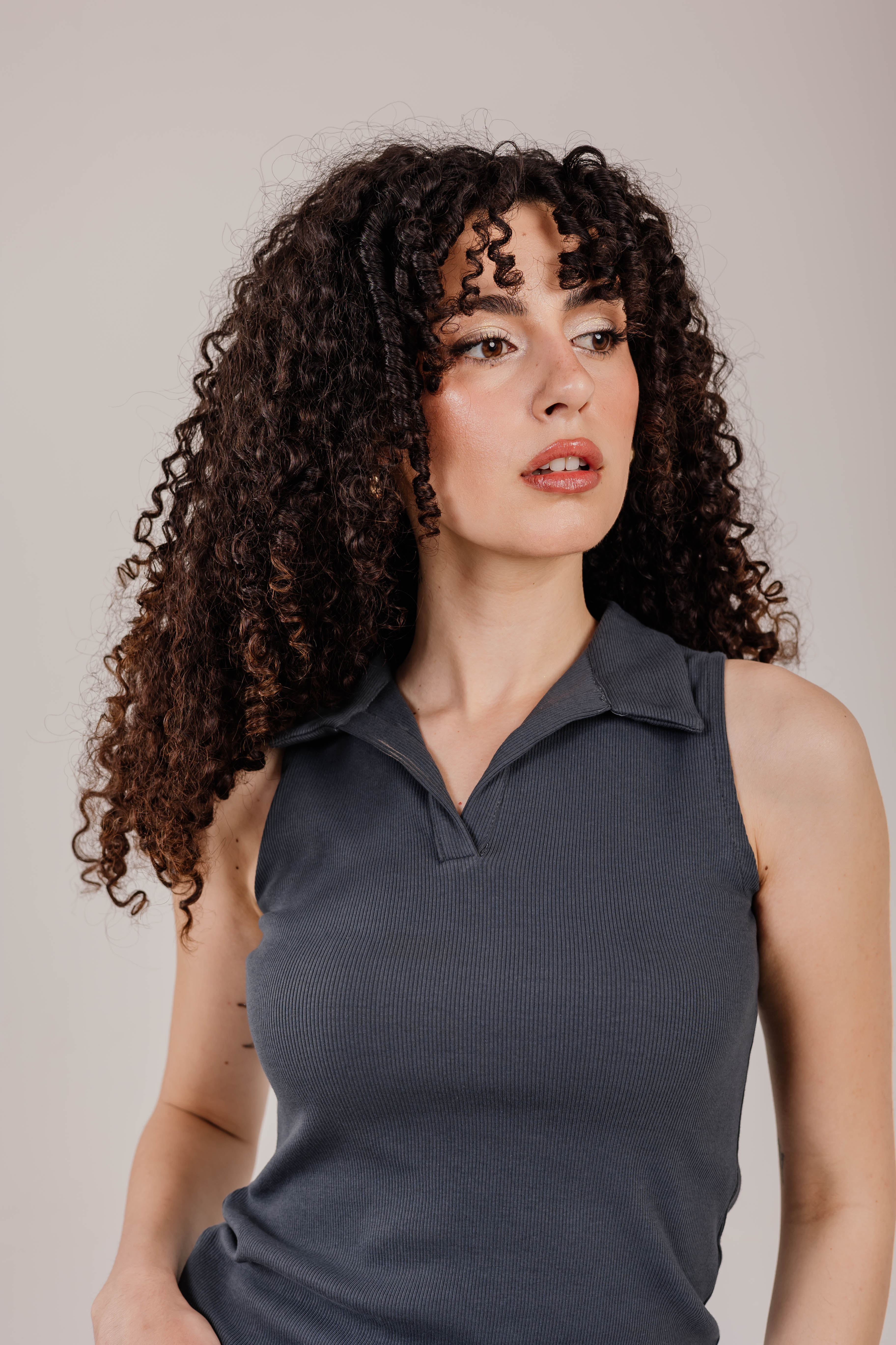 Ribbed Polo Sleeveless