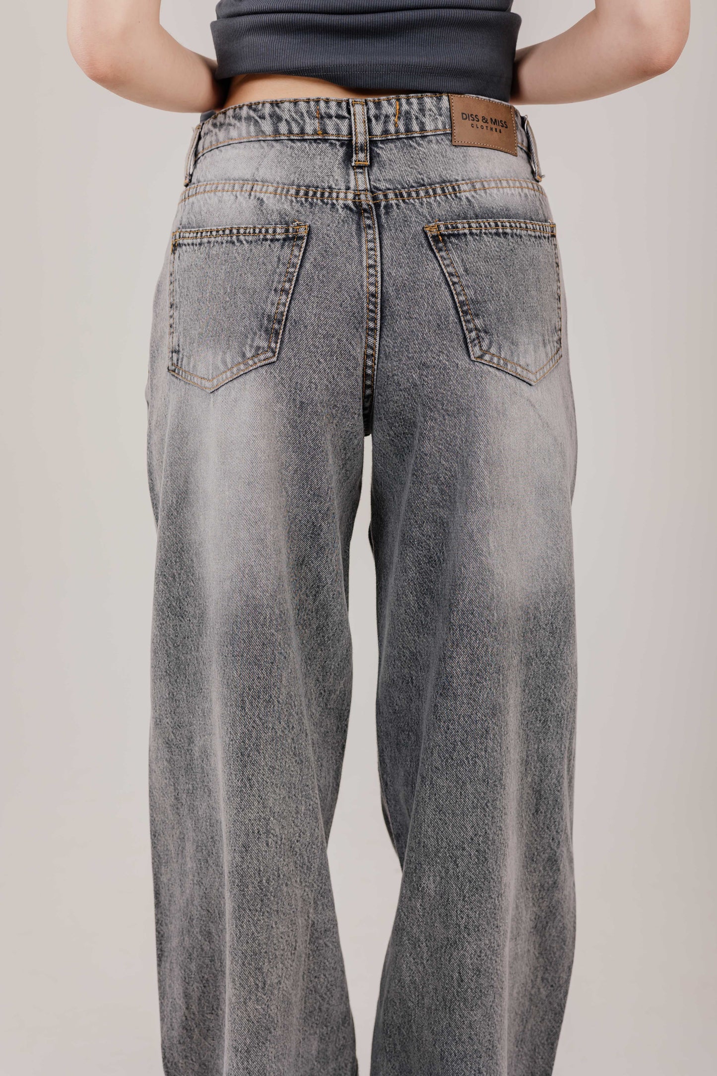 Wide-Leg Denim Grey