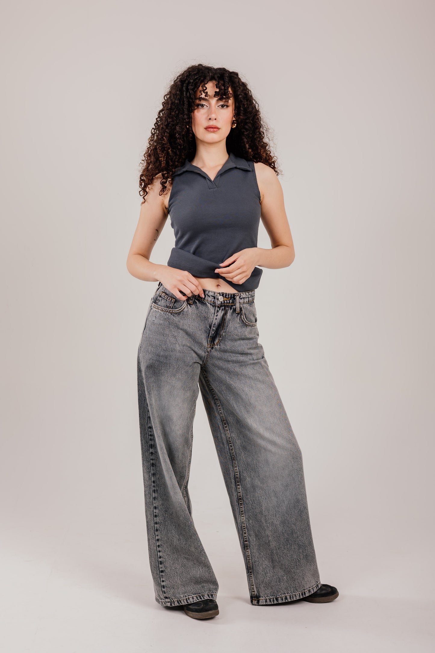 Wide-Leg Denim Grey
