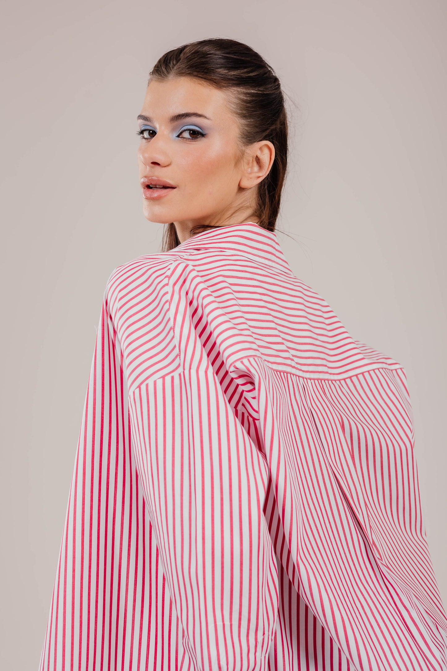Poplin White Shirt Red Stripe