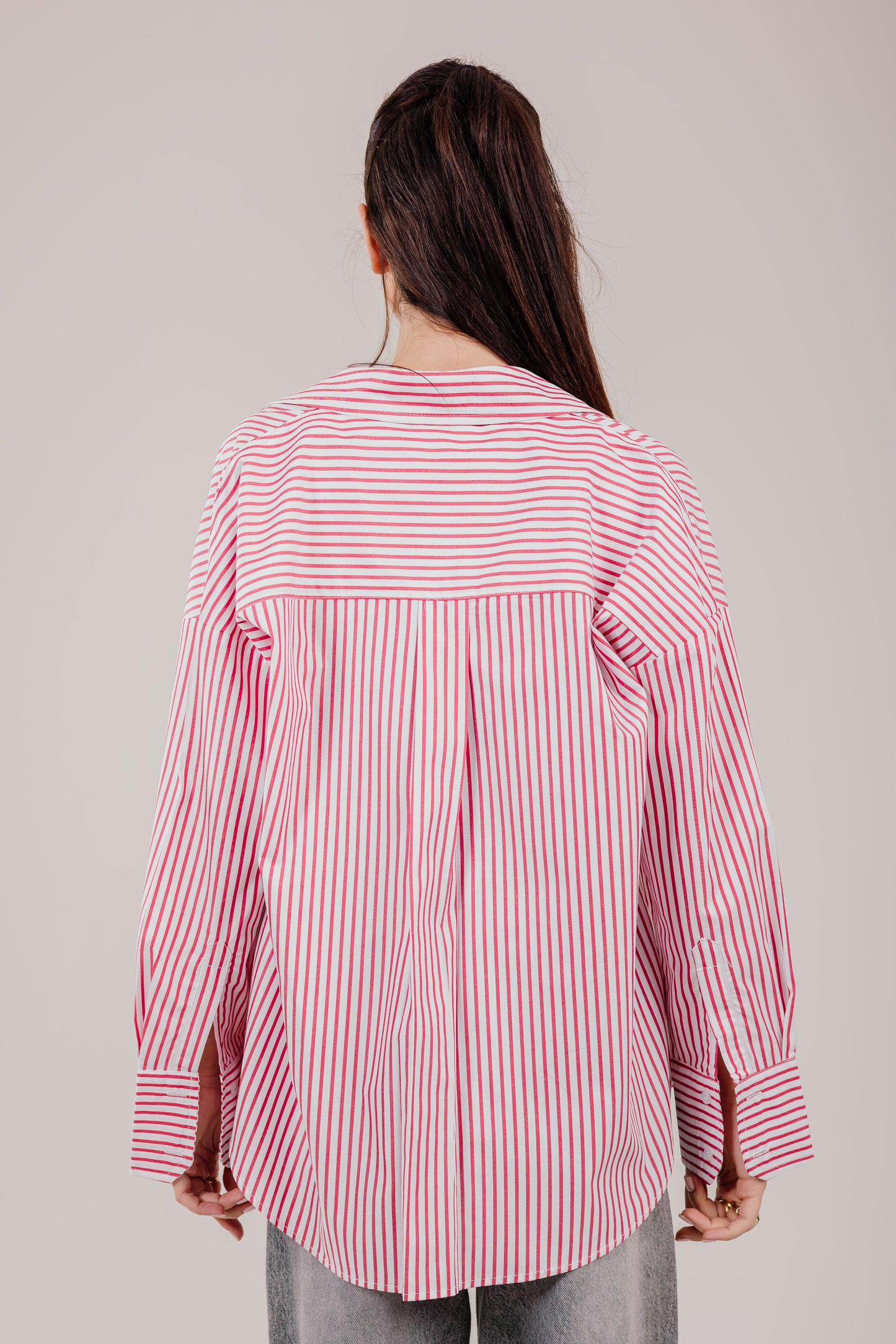 Poplin White Shirt Red Stripe