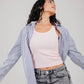 Poplin White Shirt Navy Stripe