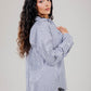 Poplin White Shirt Navy Stripe