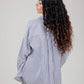 Poplin White Shirt Navy Stripe