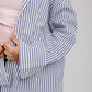 Poplin White Shirt Navy Stripe