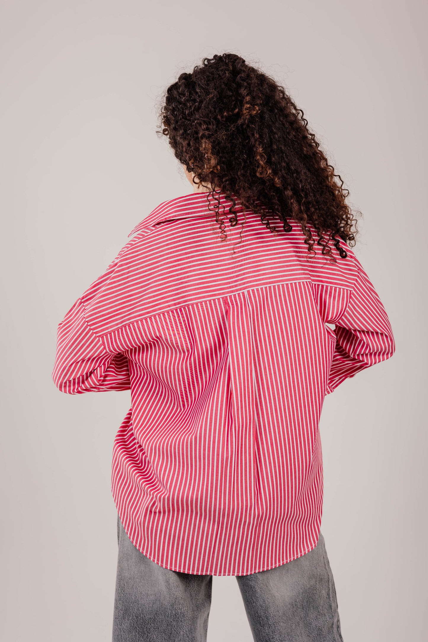 Poplin Red Shirt White Stripe