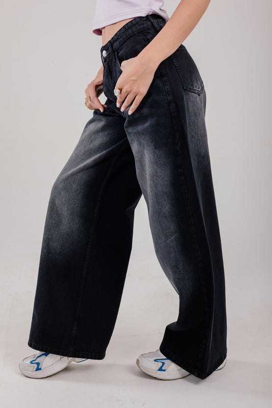 Wide-Leg Denim Black