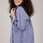 Poplin Navy Shirt White Stripe