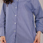 Poplin Navy Shirt White Stripe