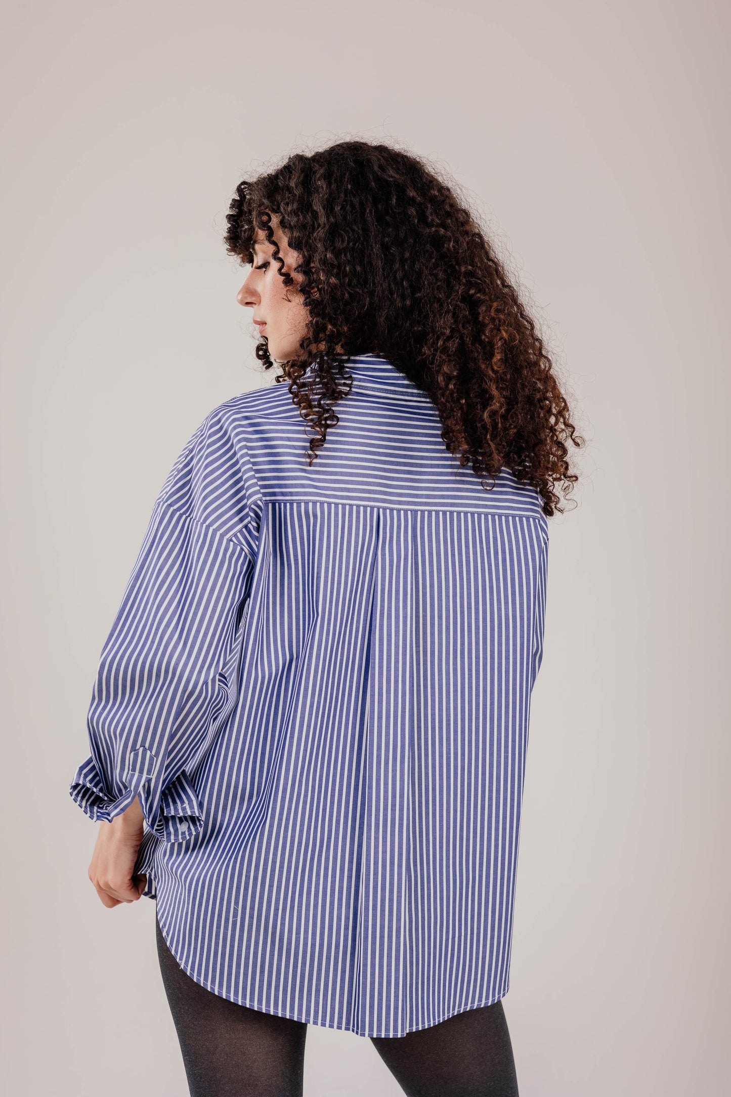 Poplin Navy Shirt White Stripe