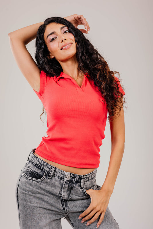Ribbed Polo Short Sleeve