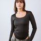 Square neck long sleeve bodysuit