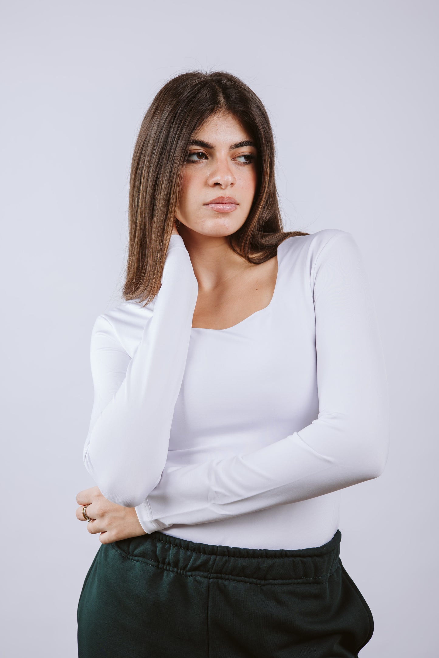 Square Neck Long Sleeve Top