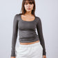 Square Neck Long Sleeve Top