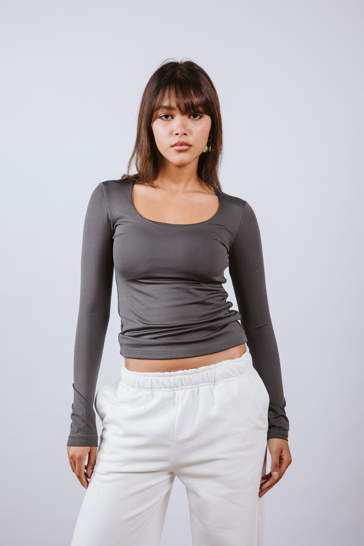 Square Neck Long Sleeve Top