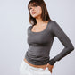 Square Neck Long Sleeve Top
