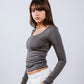 Square Neck Long Sleeve Top