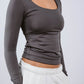 Square Neck Long Sleeve Top