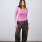 Square Neck Long Sleeve Top