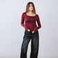 Square Neck Long Sleeve Top