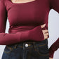 Square Neck Long Sleeve Top