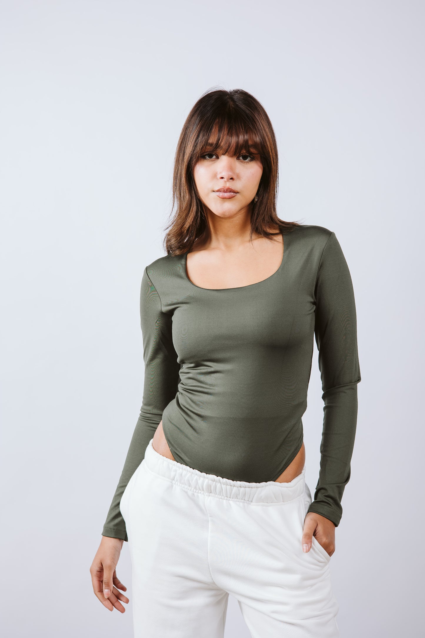 Square neck long sleeve bodysuit
