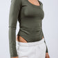 Square neck long sleeve bodysuit