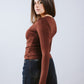 Square Neck Long Sleeve Top