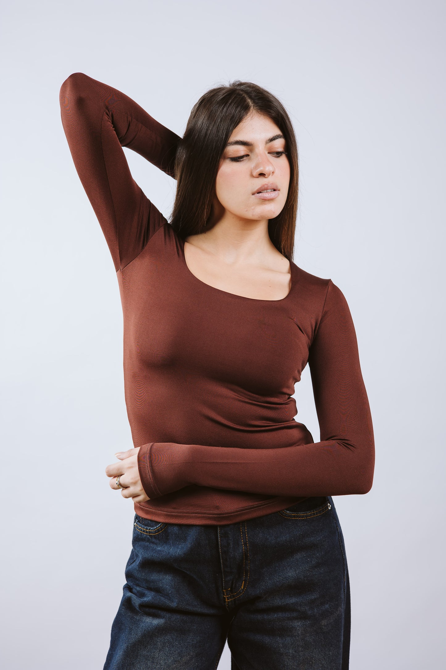 Square Neck Long Sleeve Top